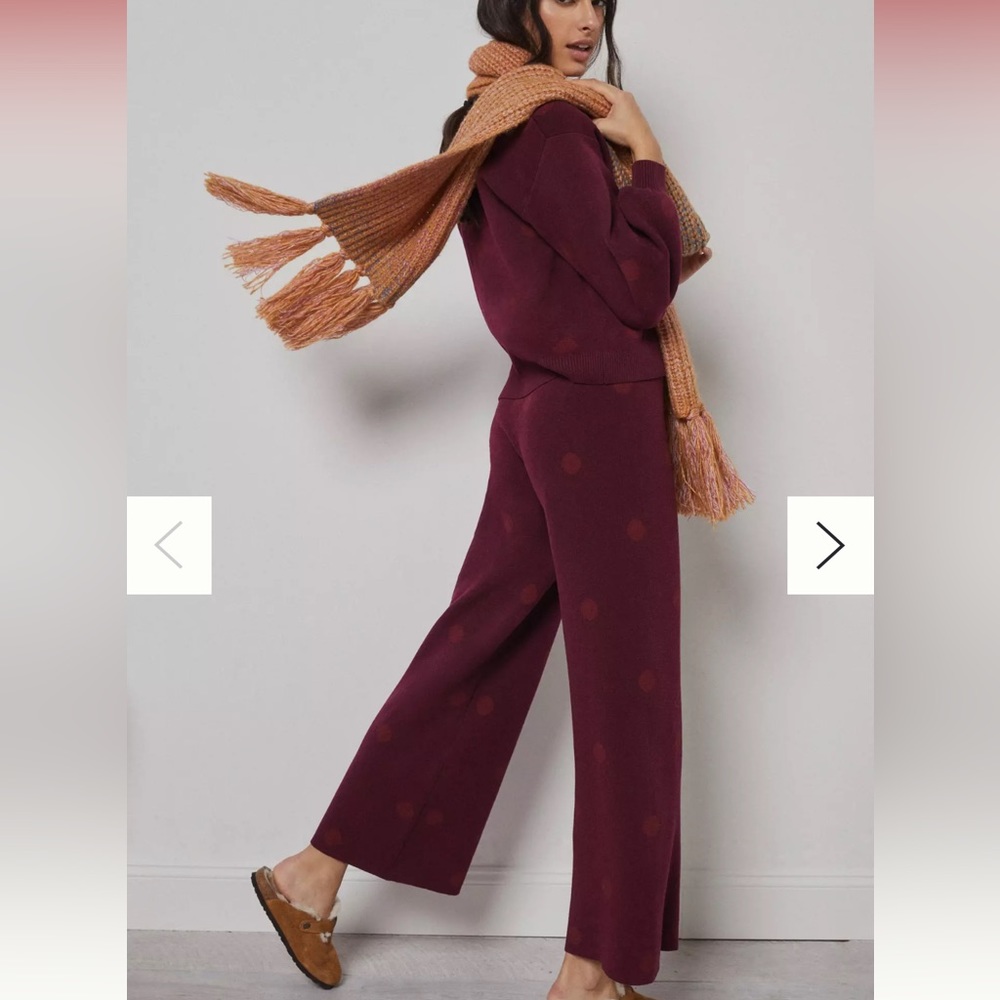 Anthropologie - Saturday Sunday Harper Wide Leg Lounge Set - Polka Dot